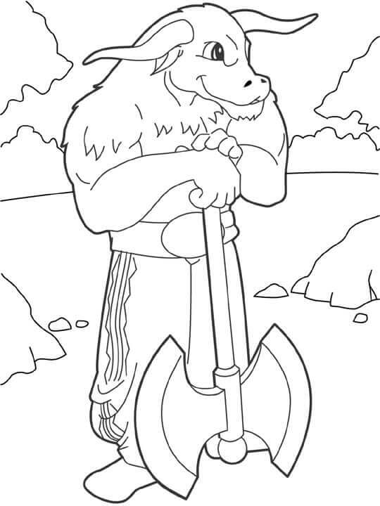 Dibujo de Minotauro con Hacha para Colorear
