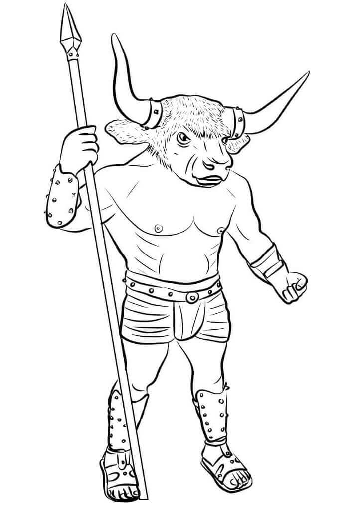 Dibujo de Minotauro con Lanza para Colorear