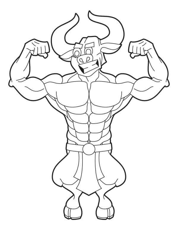 Dibujo de Minotauro de Dibujos Animados para Colorear