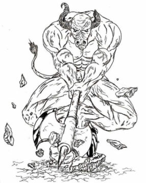Dibujo de Poderoso Minotauro para Colorear