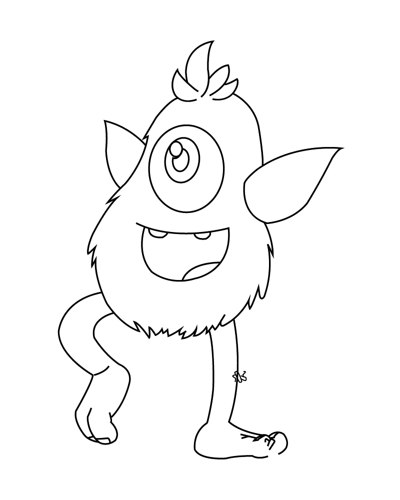 Dibujo de Cyclops Violet Happy Monster Coloring Page para Colorear