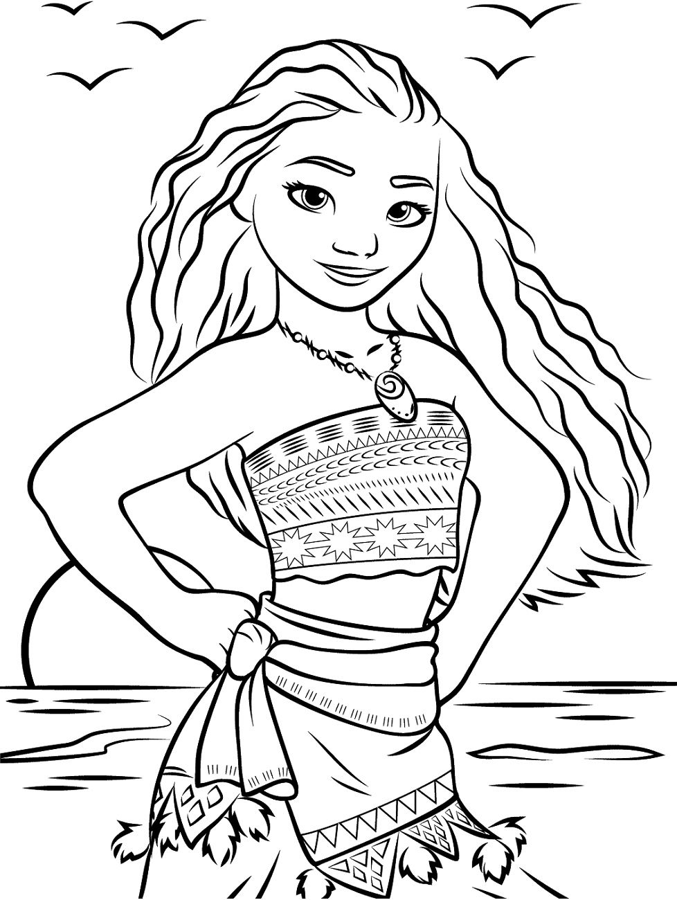 Dibujo de Feliz Moana Waialiki para Colorear