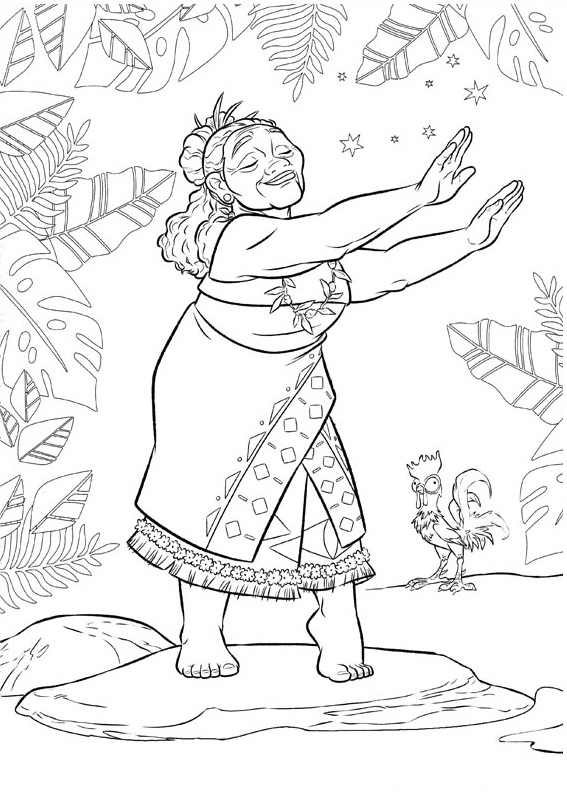 Dibujo de Gramma Tala y Heihei para Colorear