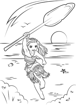 Dibujo de Moana Corriendo para Colorear