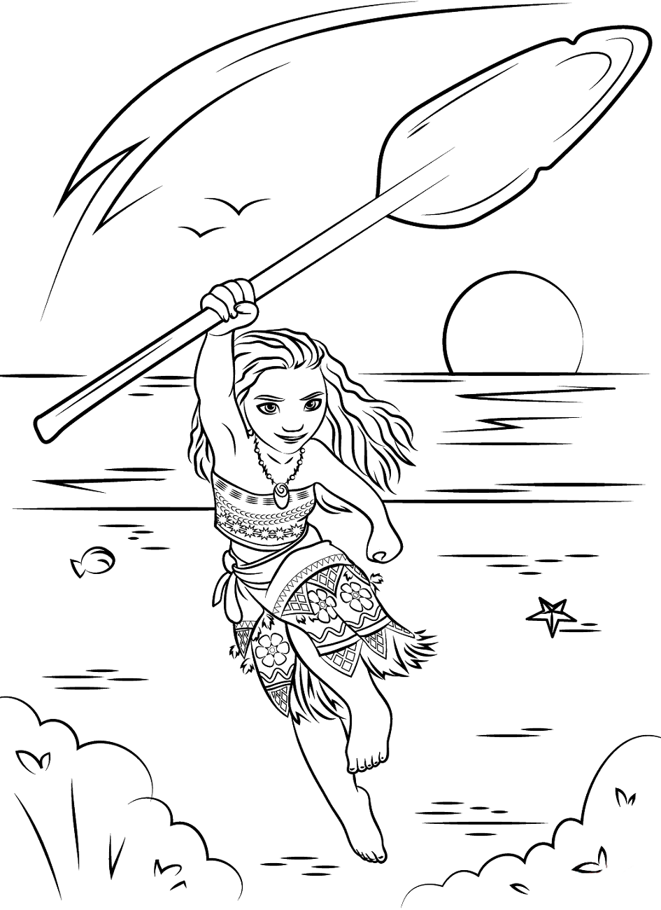 Dibujo de Moana Corriendo para Colorear