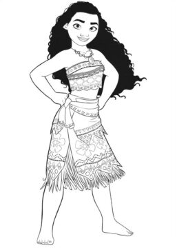 Dibujo de Moana Esta Sonriendo para Colorear
