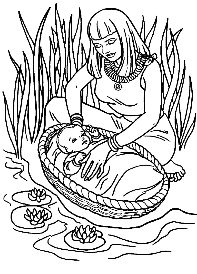 Dibujo de Bebé Moisés para Colorear