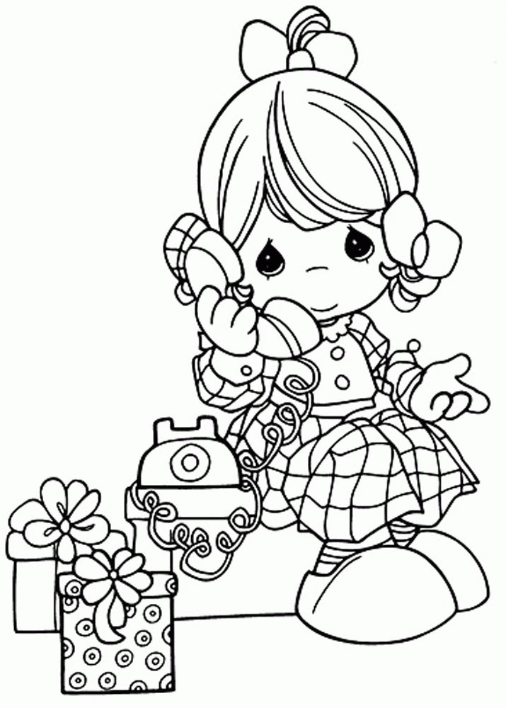 Dibujo de Niña Llamando para Colorear