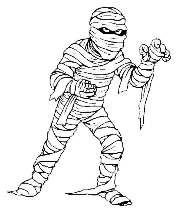 Dibujo de Ataque de Momia Aterradora para Colorear