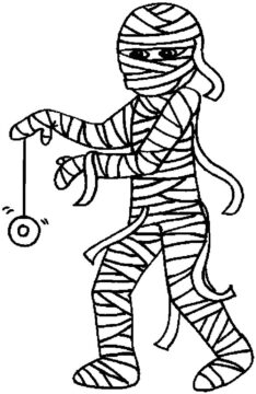 Dibujo de Momia Jugando Yoyo para Colorear