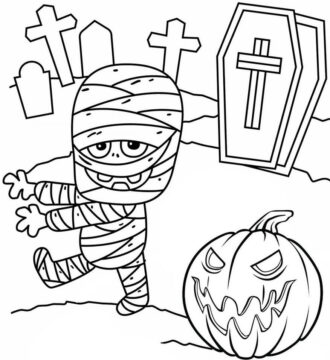 Dibujo de Momia Sonriente para Colorear