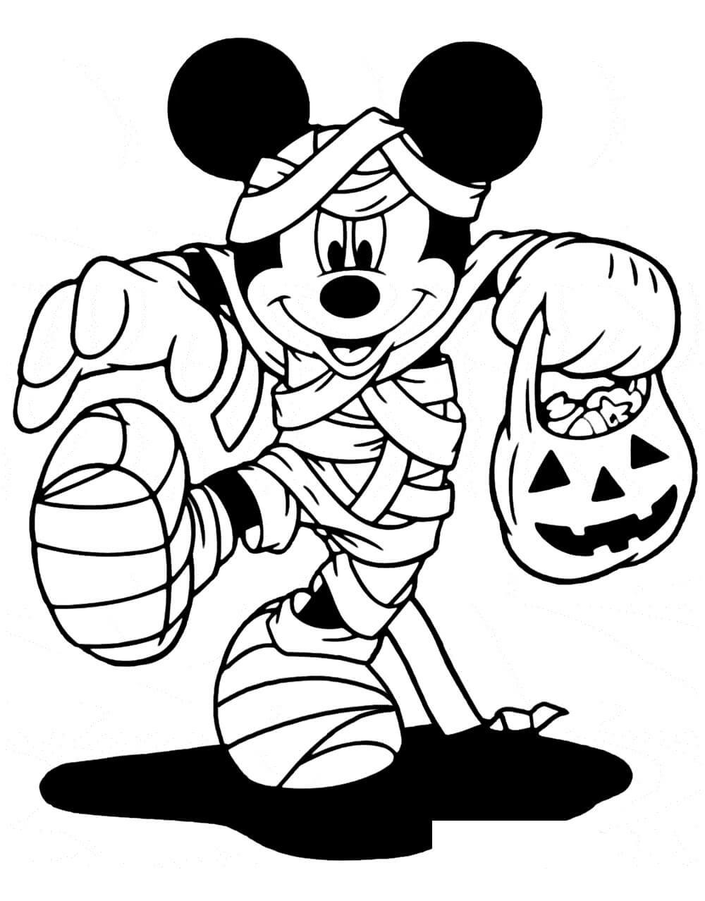 Dibujo de Truco o Trato con Mickey la Momia para Colorear