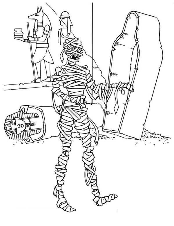 Dibujo de Una Momia Espeluznante para Colorear