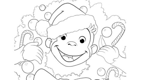 Dibujo de Navidad del Mono para Colorear