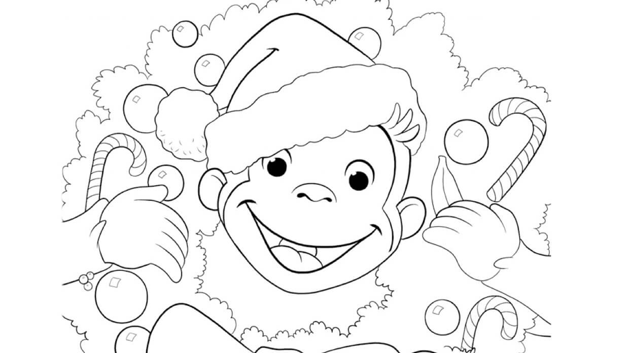 Dibujo de Navidad del Mono para Colorear