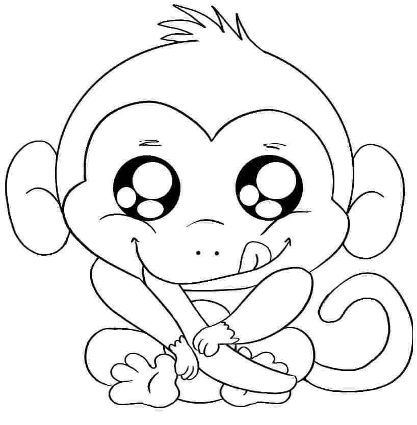 Dibujo de Mono Comiendo Platano 1 para Colorear