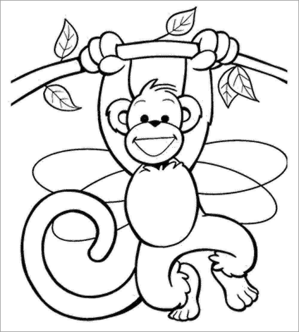 Dibujo de Mono Feliz para Colorear