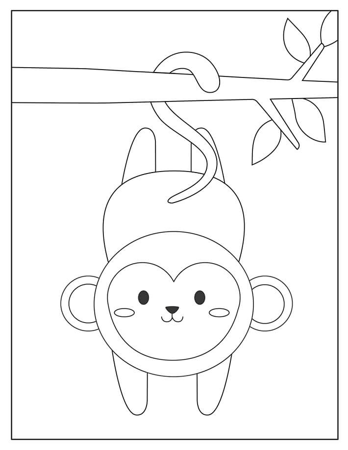 Dibujo de Mono Kawaii para Colorear