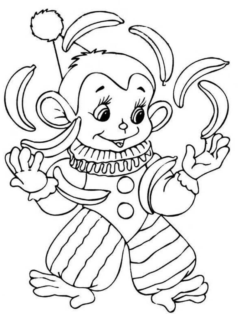Dibujo de Mono Payaso para Colorear