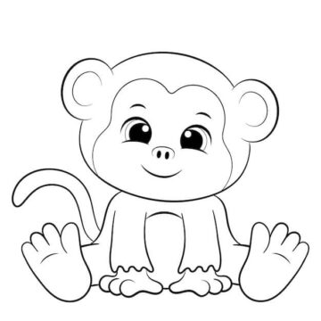 Dibujo de Mono pequeño Sentado para Colorear