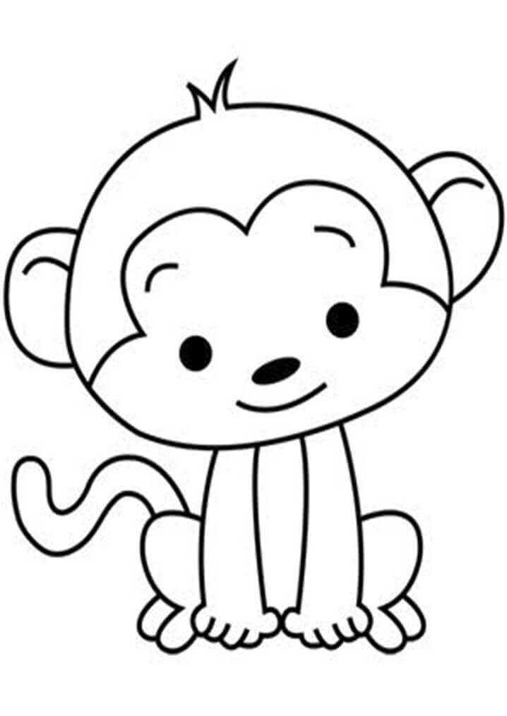 Dibujo de Mono Sentado para Colorear