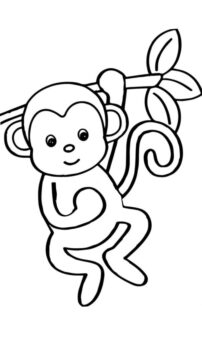 Dibujo de Mono Trepando Rama árbol para Colorear