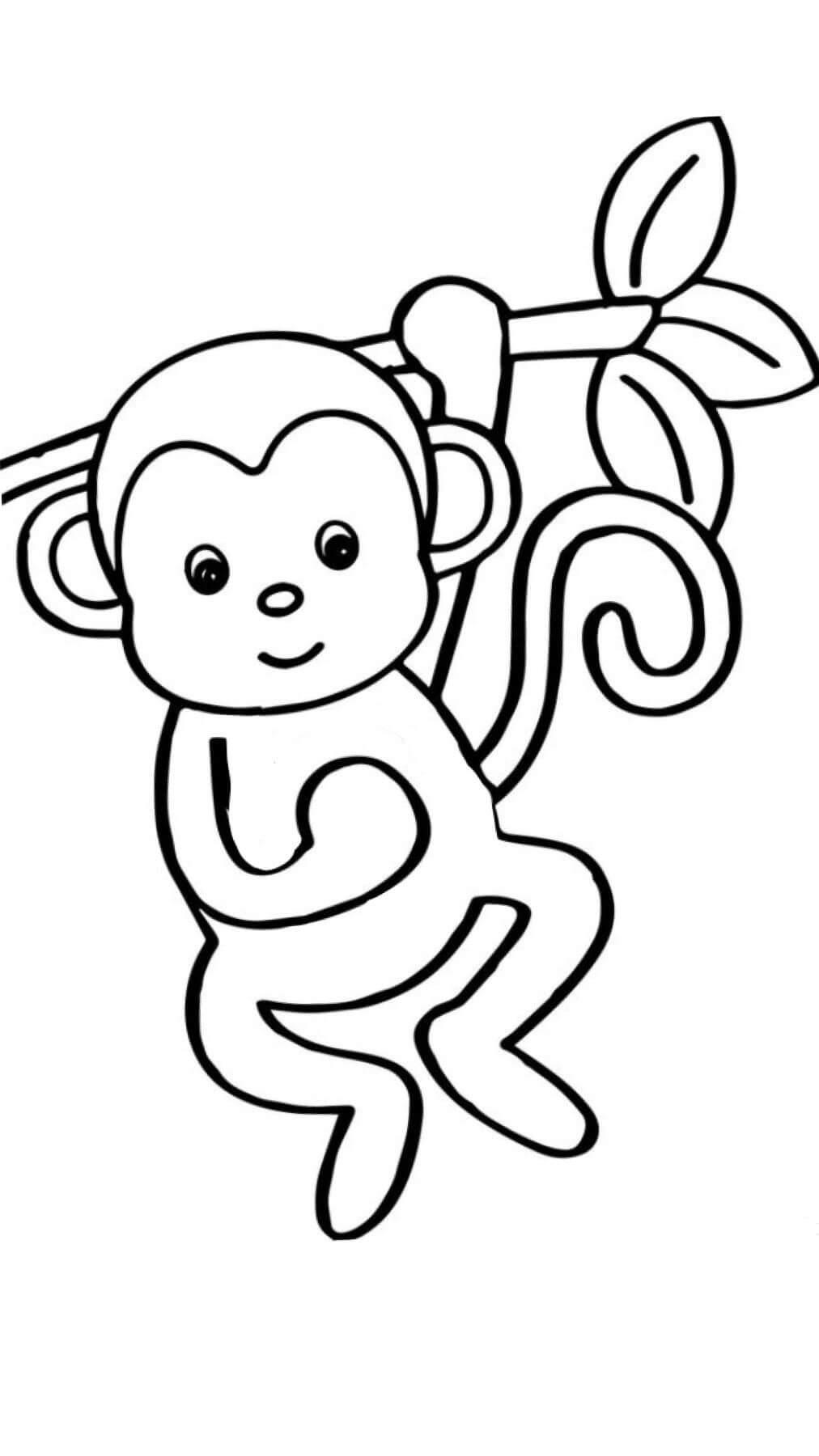 Dibujo de Mono Trepando Rama árbol para Colorear