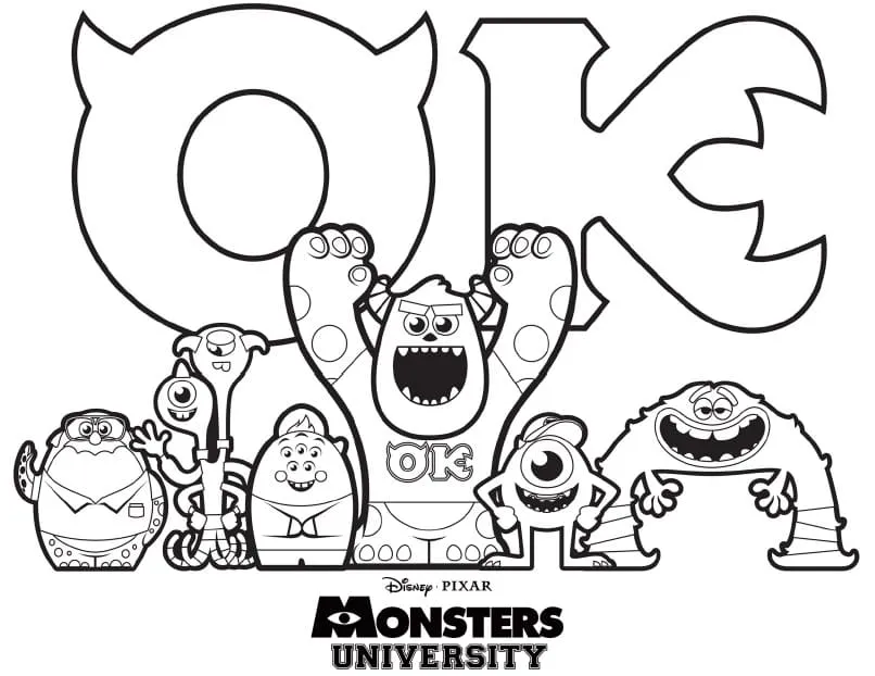 Dibujo de Cute Monsters University Coloring Page para Colorear
