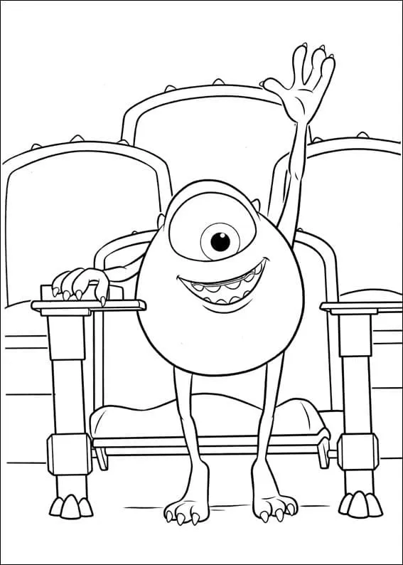 Dibujo de Mike Wazowski Monsters University Coloring Page para Colorear