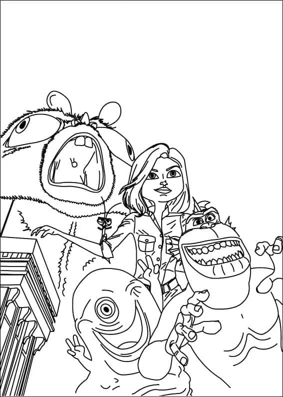 Dibujo de Free Printable Monsters Vs Aliens Coloring Page para Colorear