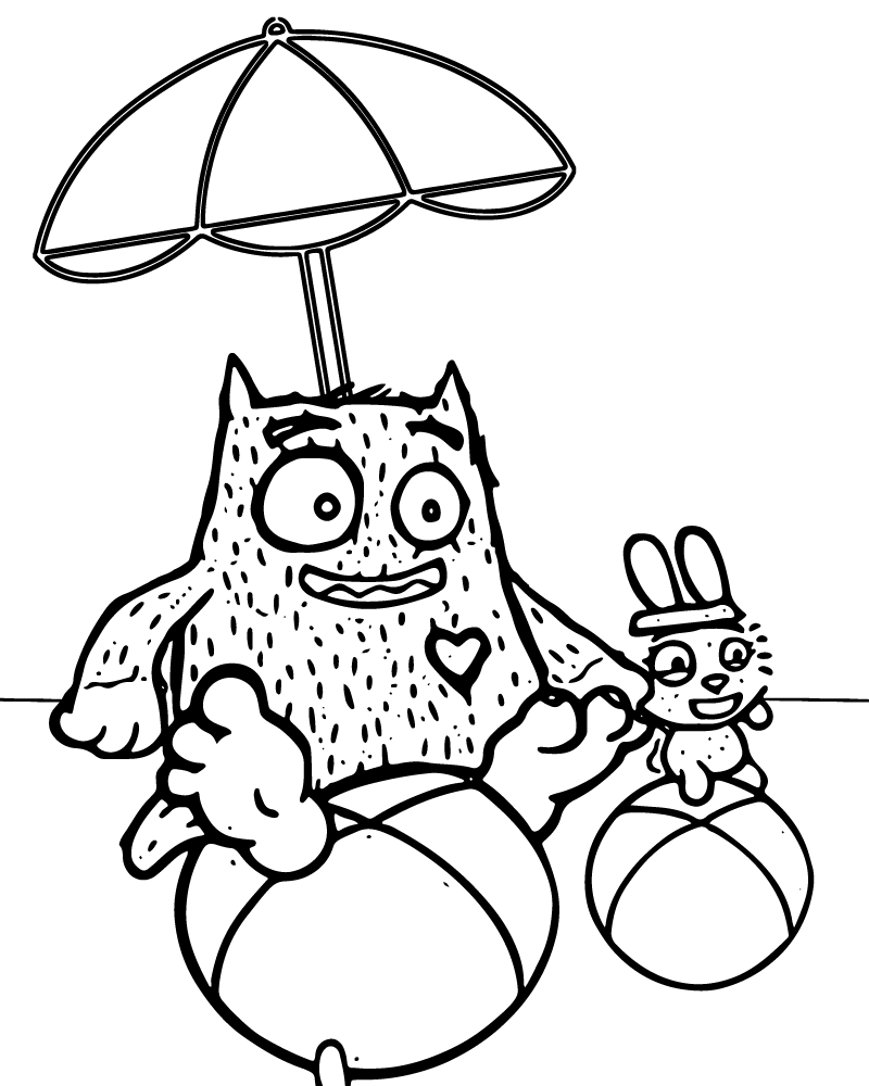 Dibujo de Love Monster At The Beach Coloring Page para Colorear