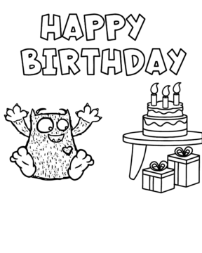 Dibujo de Love Monster Birthday Party Coloring Page para Colorear