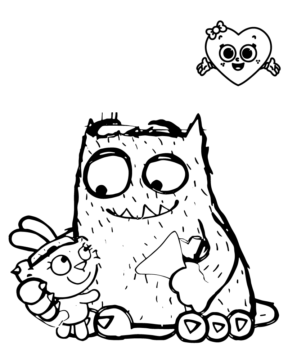 Dibujo de Love Monster Hugging Coloring Page para Colorear
