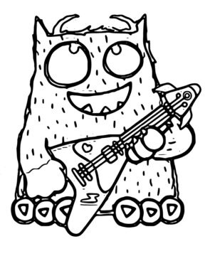 Dibujo de Love Monster Playing Guitar Coloring Page para Colorear