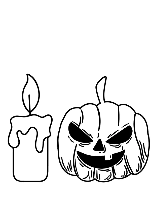 Dibujo de Halloween Monster And Candle Coloring Pages para Colorear
