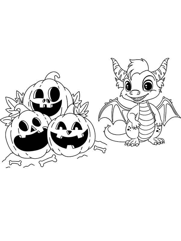 Dibujo de Halloween Monster With dragón Coloring Pages para Colorear