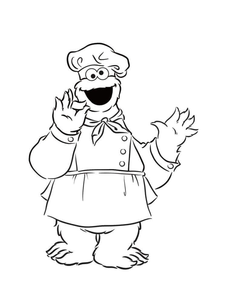 Dibujo de Chef Monstruo de las Galletas para Colorear