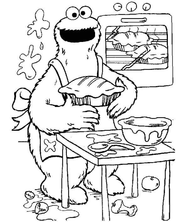 Dibujo de Cocinar el Monstruo de las Galletas para Colorear