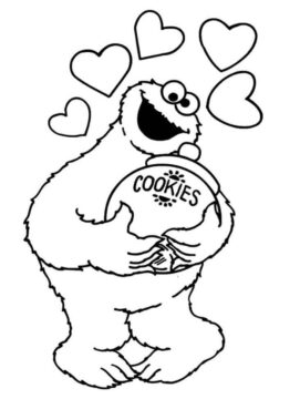 Dibujo de Monstruo de las Galletas Feliz para Colorear