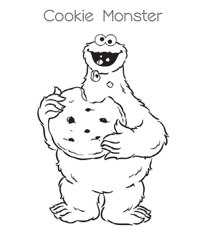 Dibujo de Monstruo de las Galletas con Galleta Grande para Colorear