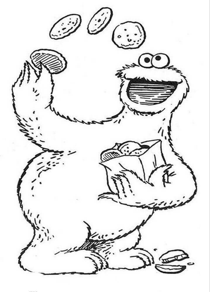 Dibujo de Monstruo de las Galletas con Galletas para Colorear