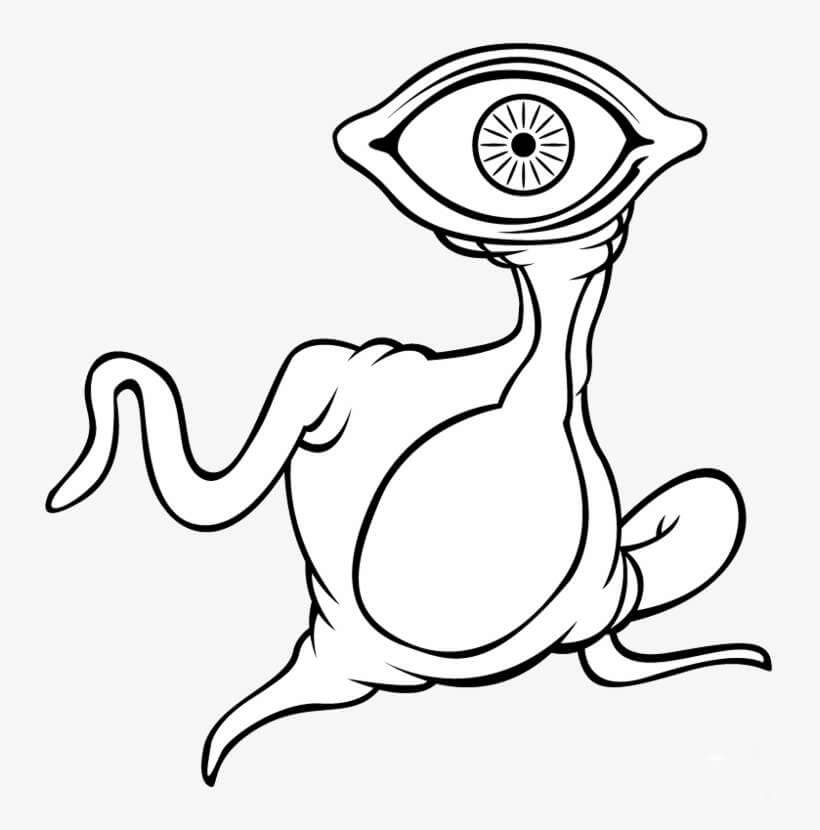Dibujo de Monstruo Aterrador en Anime para Colorear