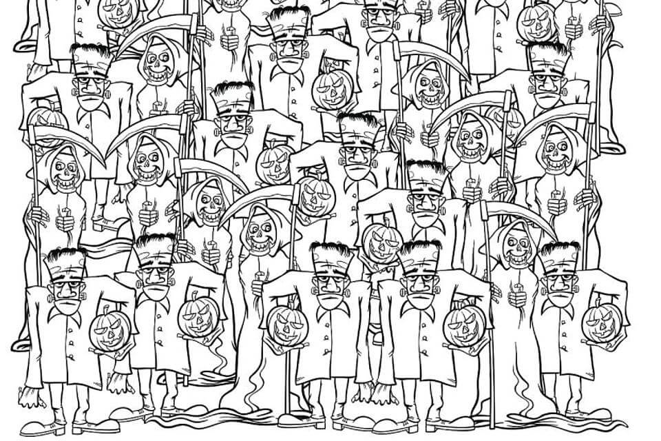 Dibujo de Monstruos de Dibujos Animados en Halloween para Colorear