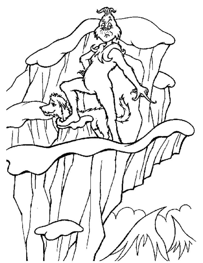Dibujo de Grinch en la montaña 2 para Colorear
