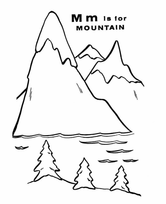 Dibujo de M Es para montaña para Colorear
