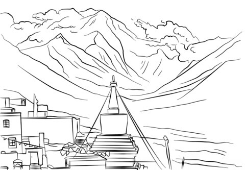 Dibujo de Montaña del Everest para Colorear