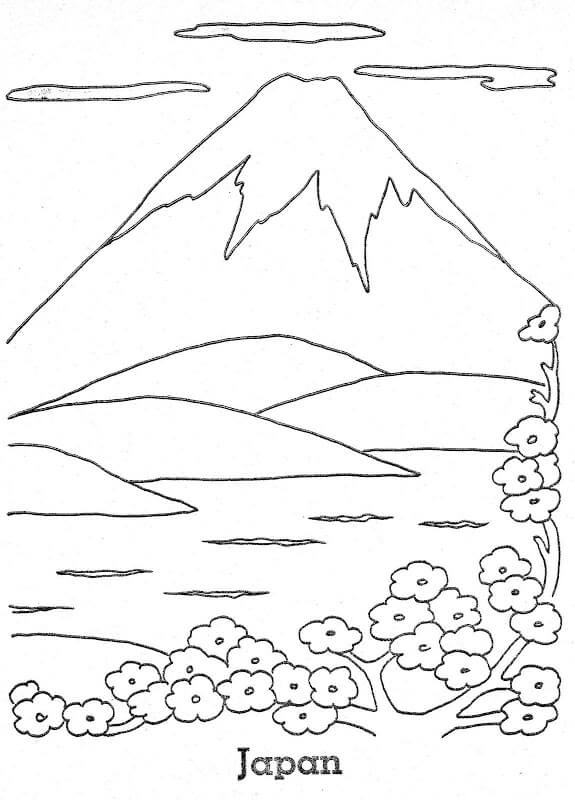Dibujo de Montaña en Japón para Colorear
