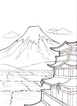 Dibujo de Montaña Fuji para Colorear