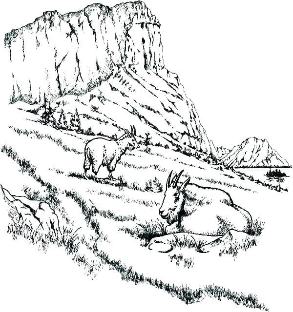 Dibujo de Paisaje de las montañas para Colorear