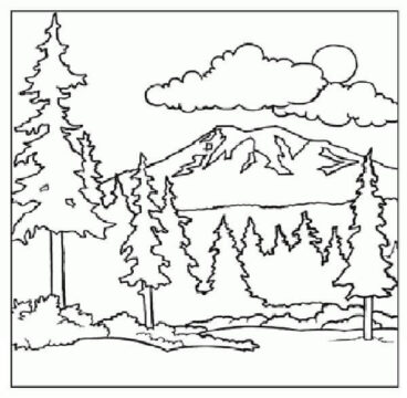 Dibujo de Paisaje de montaña para Colorear